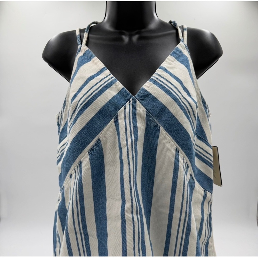 Universal Thread Womens Blue White Striped Denim Cami Top V-Neck Size L New